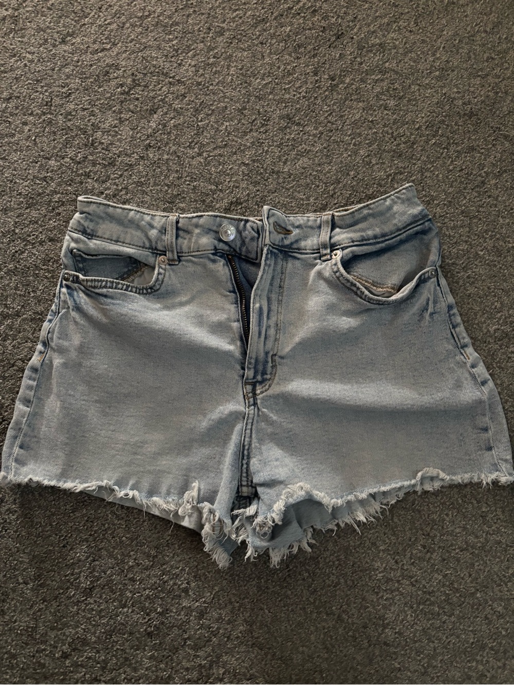 H&M Light Blue Frayed Denim Shorts